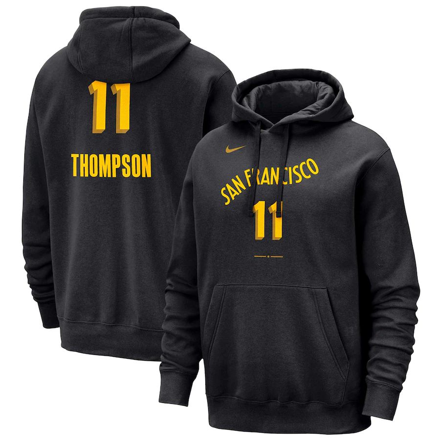 Men Golden State Warriors 11 Thompson Black Nike Season city version Sweatshirts 23-24 NBA Jersey